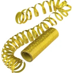 Luftschlange Holographie gold, 1 Rolle
