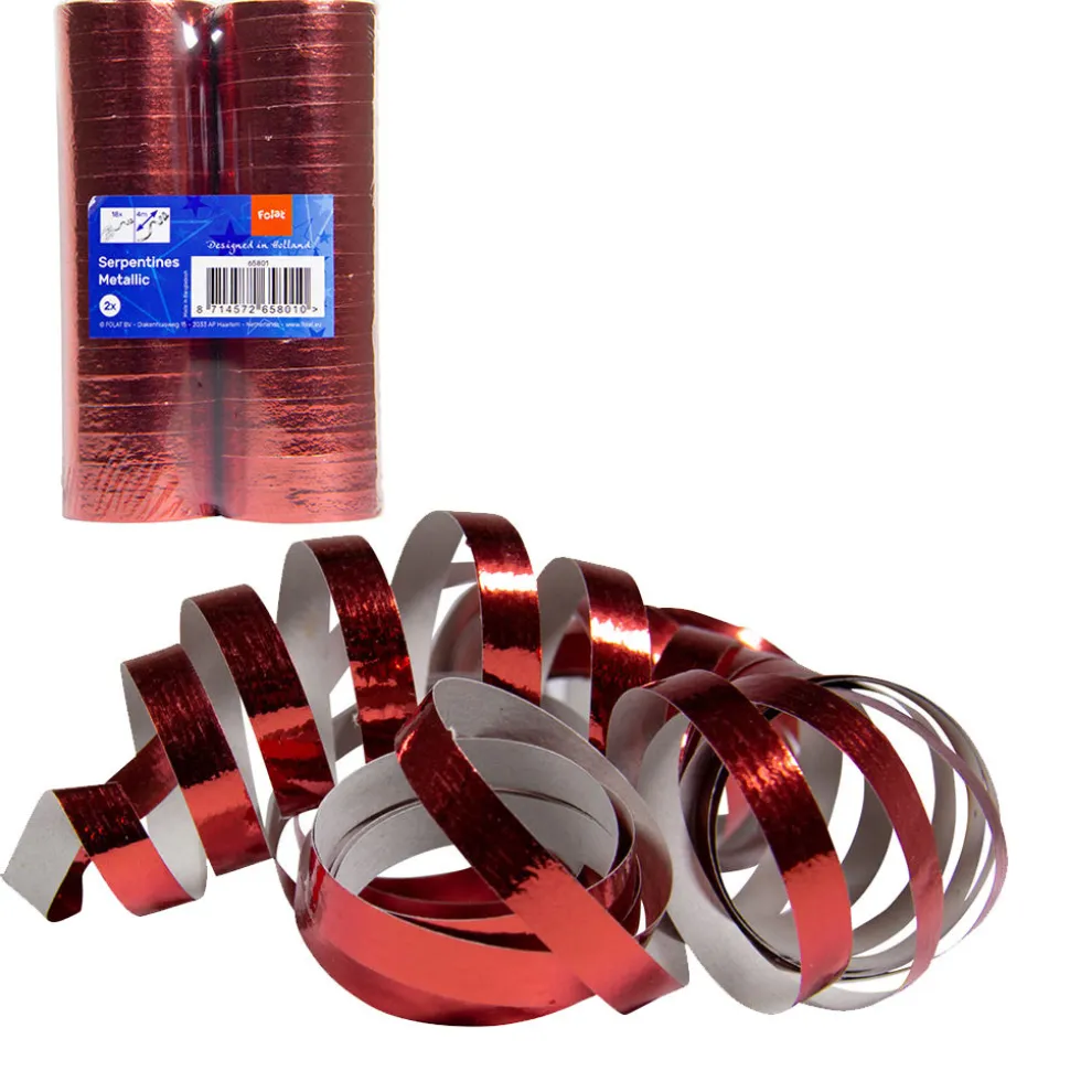 Luftschlange Metallic rot, 2 Stück