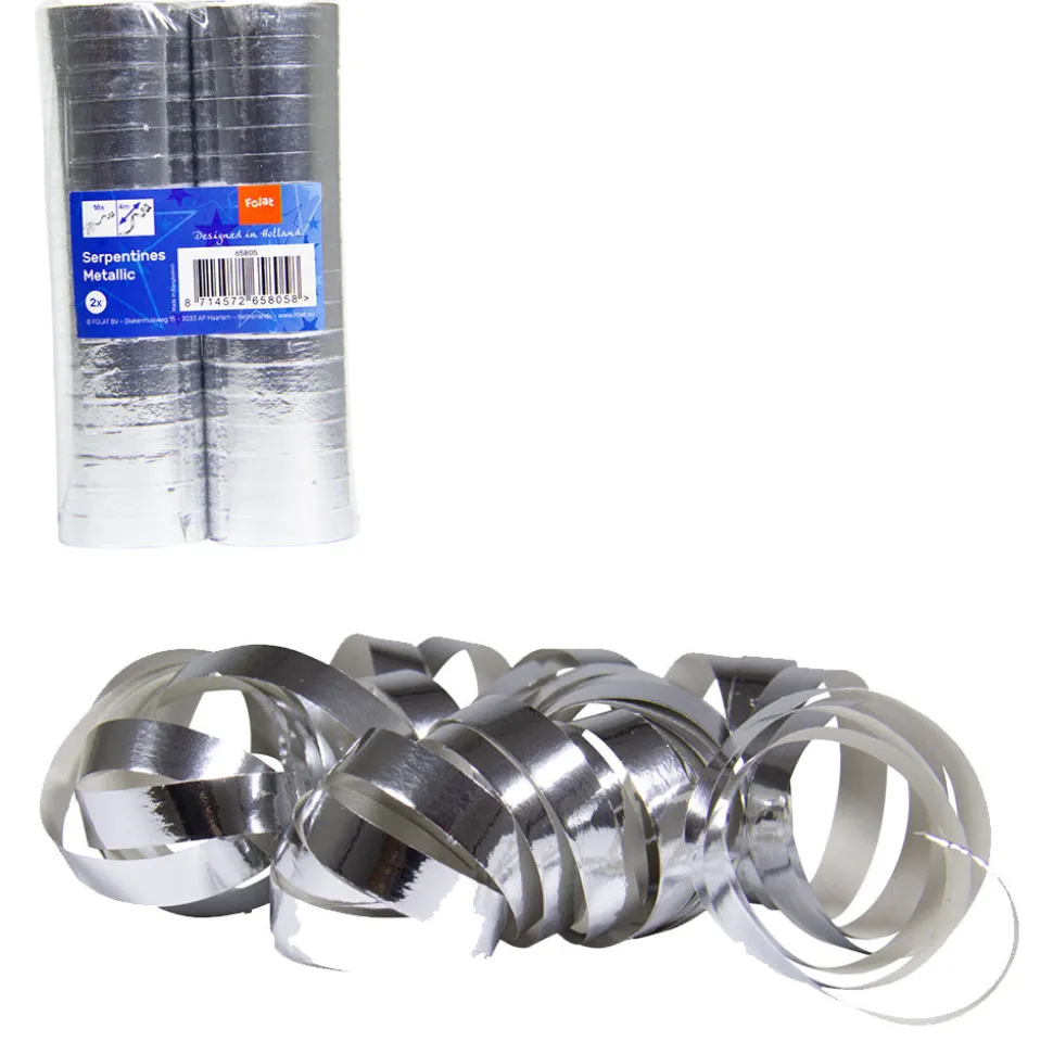 Luftschlange Metallic silber, 2 Stück