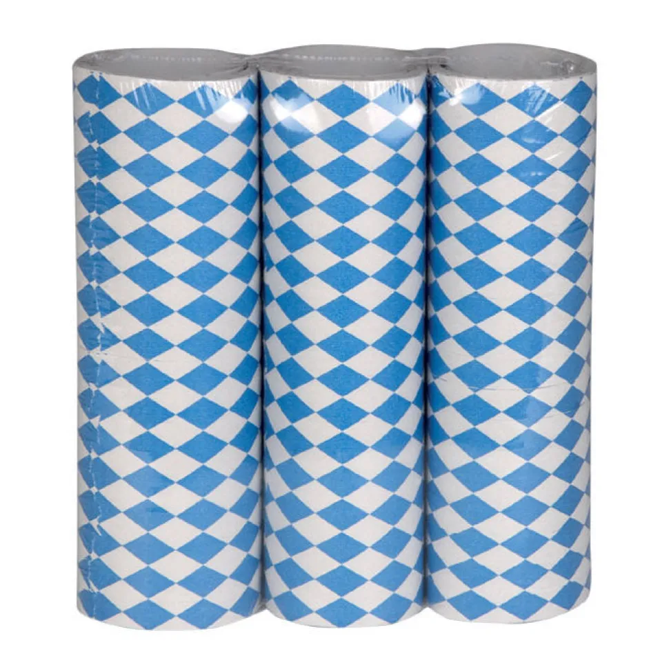 Luftschlangen Bayernraute, blau-weiß, 3 Rollen, Bayrische Dekoration, Bayrisches Fest, Blau-Weiß
