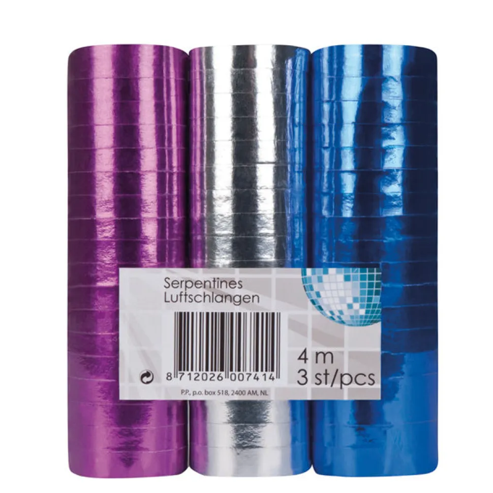 Luftschlangen 3er-Pack, metallic