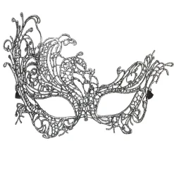 Maske Barock aus Spitze, silber