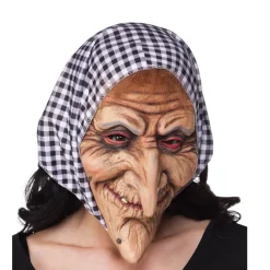 Maske Hexe aus Latex, mit Haube