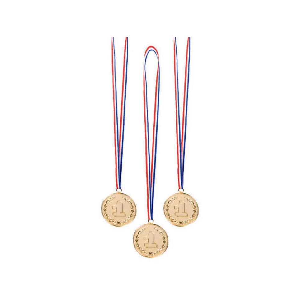 Medaillen '1' in gold am Band, 3 Stück