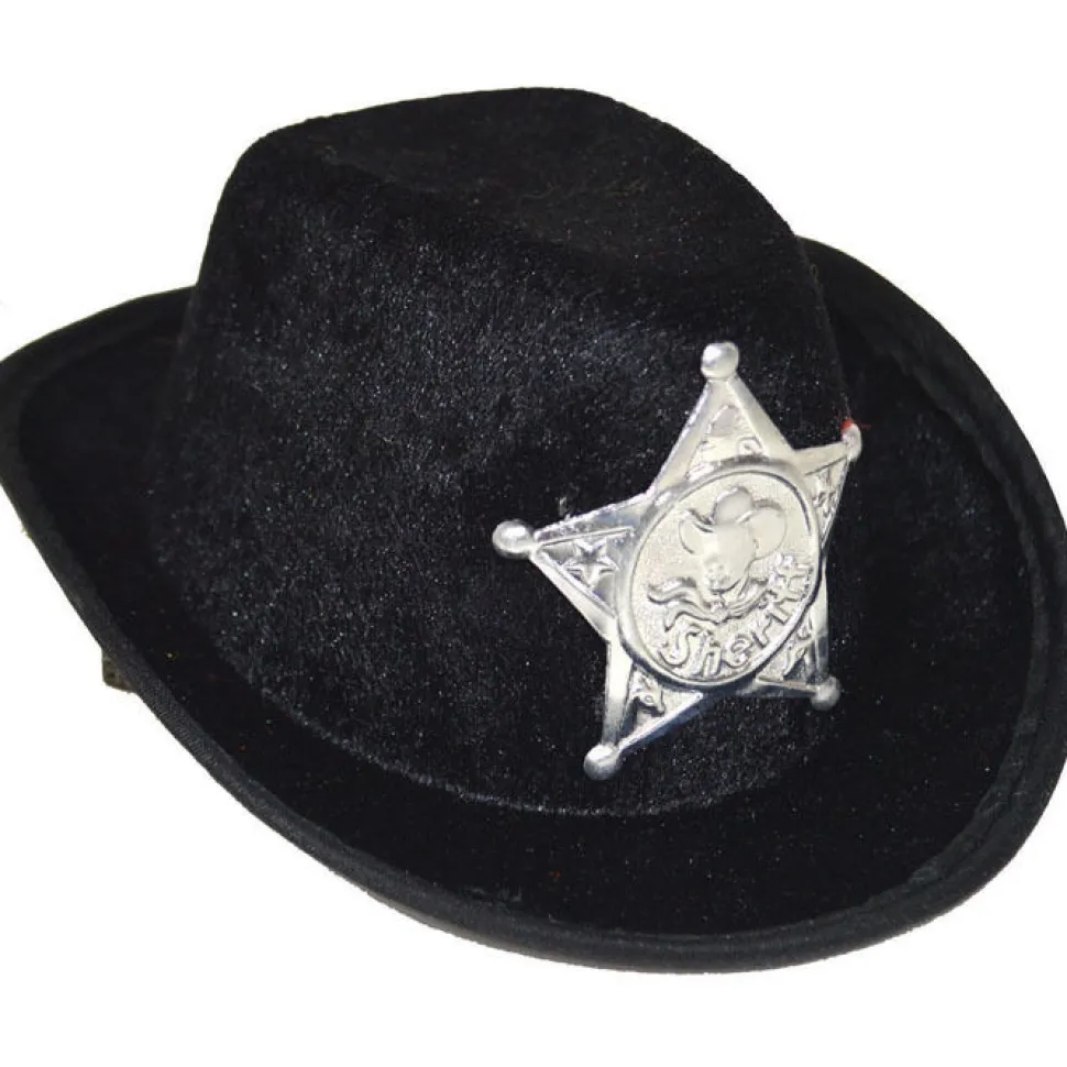 Mini-Hut Sheriff mit 2 Clips, schwarz