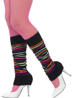 Neonfarbige Beinstulpen, mit schwarzen Streifen