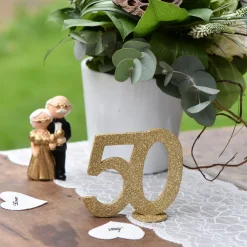 NEU Aufsteller Geburtstags-Zahl 50, glitter-gold, ca. 10cm