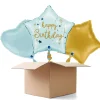 NEU Ballongrüße Baby-Blue Happy Birthday, blau, 42x40cm, 3 Ballons