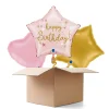 NEU Ballongrüße Baby-Pink Happy Birthday, rosa, 42x40cm, 3 Ballons