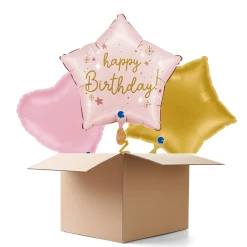 NEU Ballongrüße Baby-Pink Happy Birthday, rosa, 42x40cm, 3 Ballons