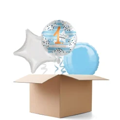 NEU Ballongrüße Blue Stars Hip Hip Hurra 1. Geburtstag, 3 Ballons