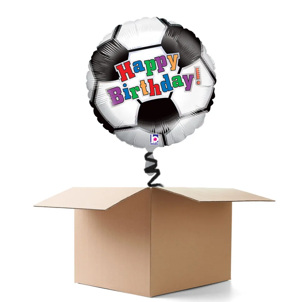 NEU Ballongrüße Fußball mit Happy Birthday Schriftzug, 35cm, 1 Ballon