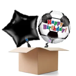 NEU Ballongrüße Fußball mit Happy Birthday Schriftzug, 35cm, 2 Ballons