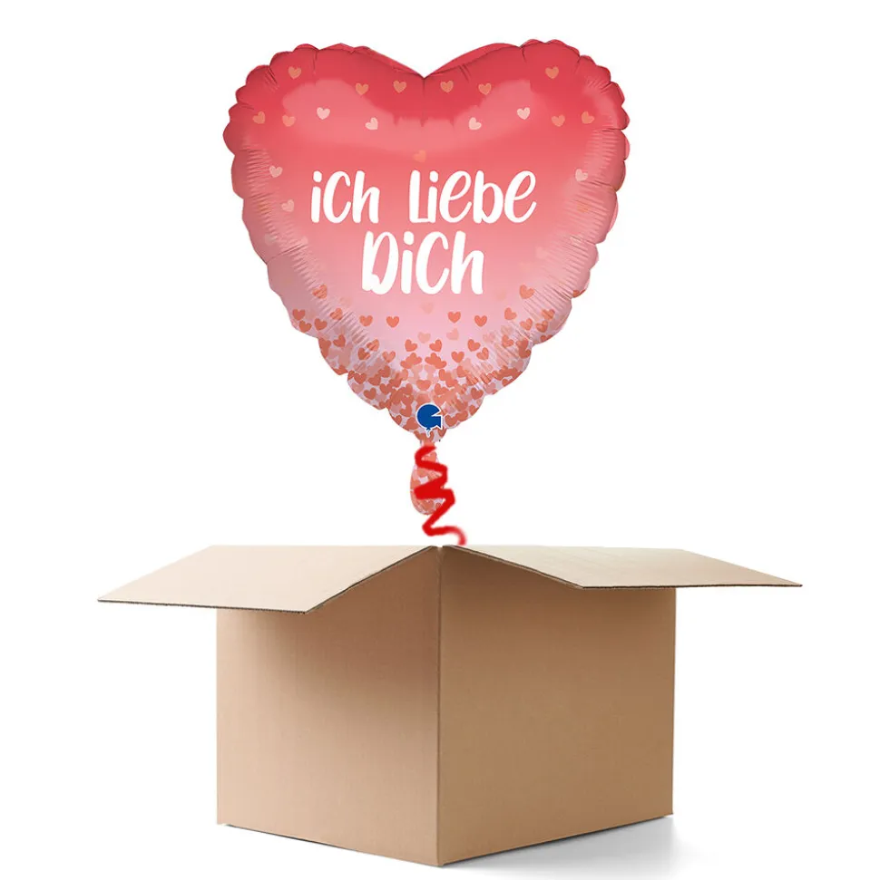 NEU Ballongrüße Herz Ich Liebe Dich, rosa, 36x36cm, 1 Ballon