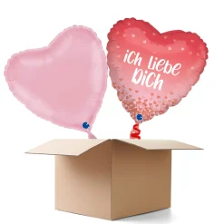 NEU Ballongrüße Herz Ich Liebe Dich, rosa, 36x36cm, 2 Ballons