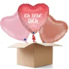NEU Ballongrüße Herz Ich Liebe Dich, rosa, 36x36cm, 3 Ballons