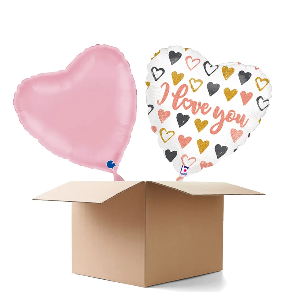 NEU Ballongrüße Herz I Love You Rosé-Gold, 36x36cm, 2 Ballons