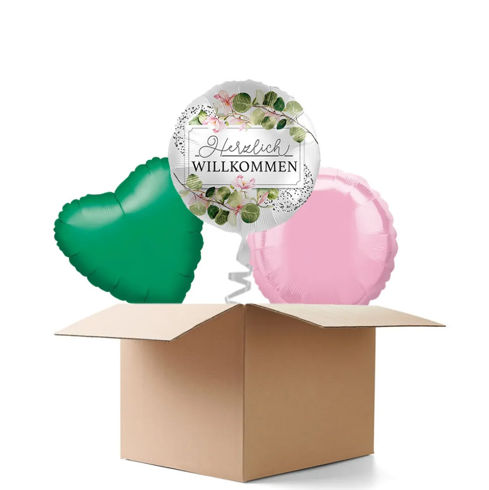 NEU Ballongrüße Herzlich Willkommen, 3 Ballons