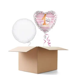 NEU Ballongrüße Pink Hearts Hip Hip Hurra 1. Geburtstag, 2 Ballons