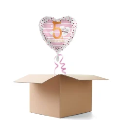 NEU Ballongrüße Pink Hearts Hip Hip Hurra 5. Geburtstag, 1 Ballon