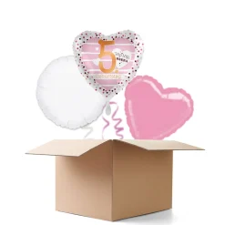 NEU Ballongrüße Pink Hearts Hip Hip Hurra 5. Geburtstag, 3 Ballons