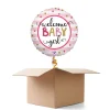NEU Ballongrüße Welcome Baby Girl Stripes, rosa, 35cm, 1 Ballon