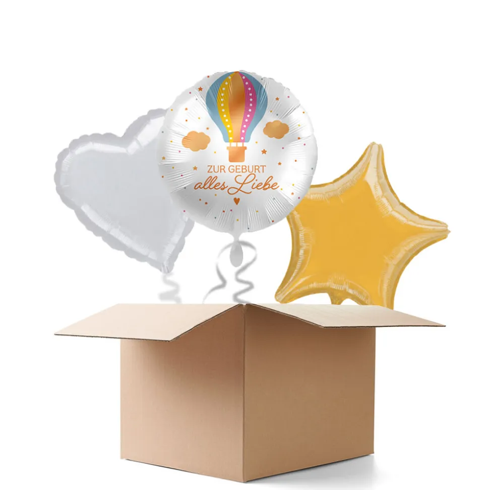 NEU Ballongrüße Zur Geburt alles Liebe, 3 Ballons
