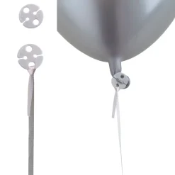 NEU Ballonverschlüsse mit Band, weiß, 100 Stück