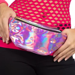 NEU Bauchtasche 80er-Jahre Hologramm rosa-pink, mit Reißverschluss