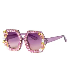 NEU Brille Festival mit Strasssteinen und Blumen, pink