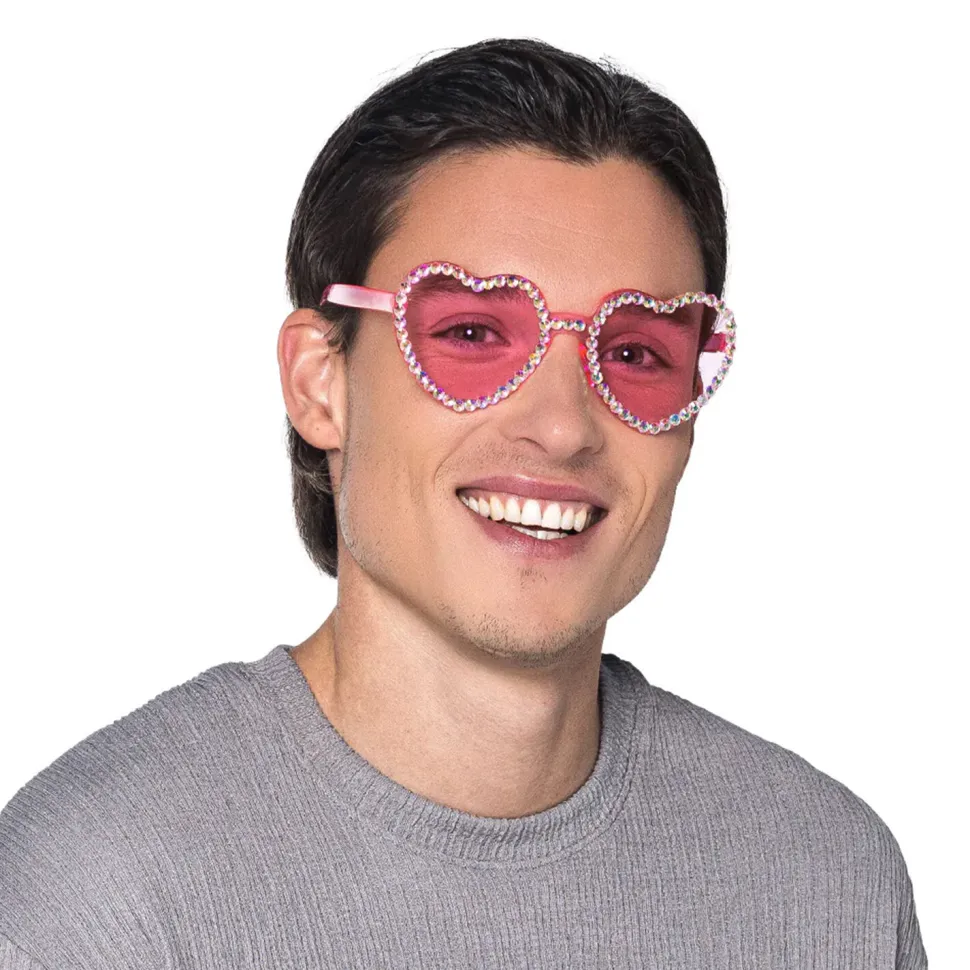 NEU Brille Herz, rosa mit Brillies