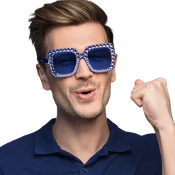 NEU Brille Party blau, mit Schmucksteinen