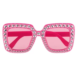 NEU Brille Party pink, mit Schmucksteinen