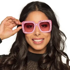 NEU Brille Party pink, mit Schmucksteinen