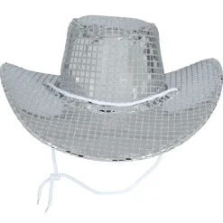 NEU Cowboyhut Disco, metallic-silber