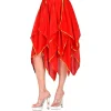 NEU Damen-Chiffon-Rock Bauchtänzerin, mehrlagig, rot, Einheitsgröße