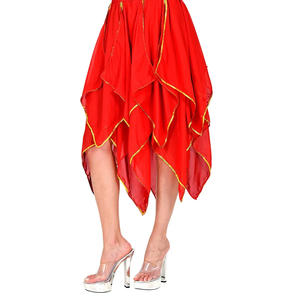NEU Damen-Chiffon-Rock Bauchtänzerin, mehrlagig, rot, Einheitsgröße