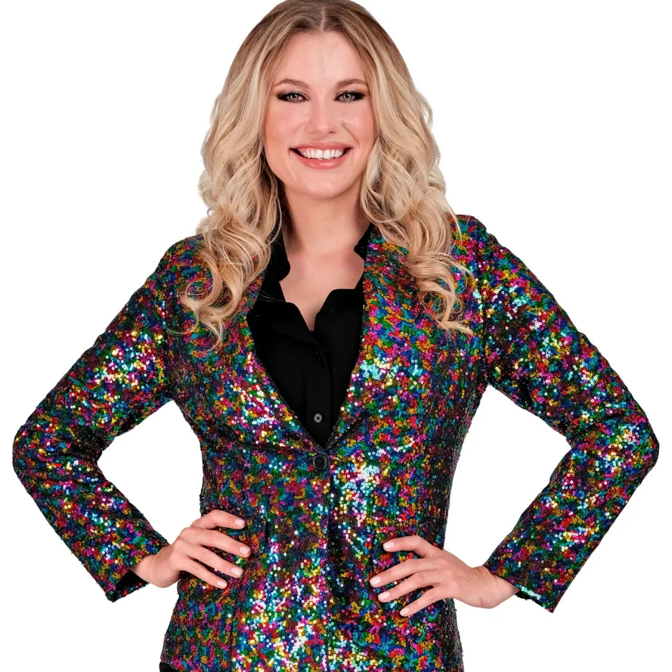 NEU Damen-Kostüm Disco-Blazer mit Pailletten, bunt, Gr. S