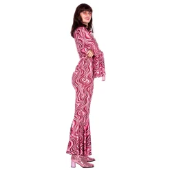 NEU Damen-Kostüm 70er-Jahre Catsuit mit Gürtel, pink, Gr. 36