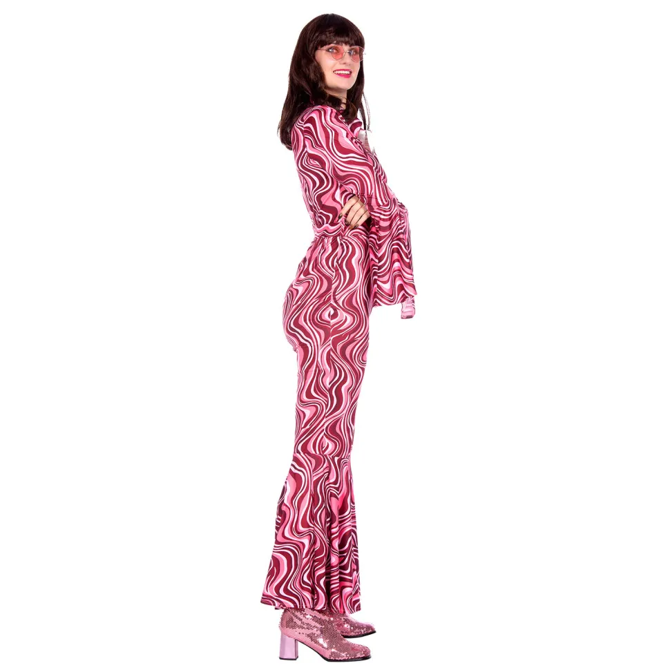 NEU Damen-Kostüm 70er-Jahre Catsuit mit Gürtel, pink, Gr. 36