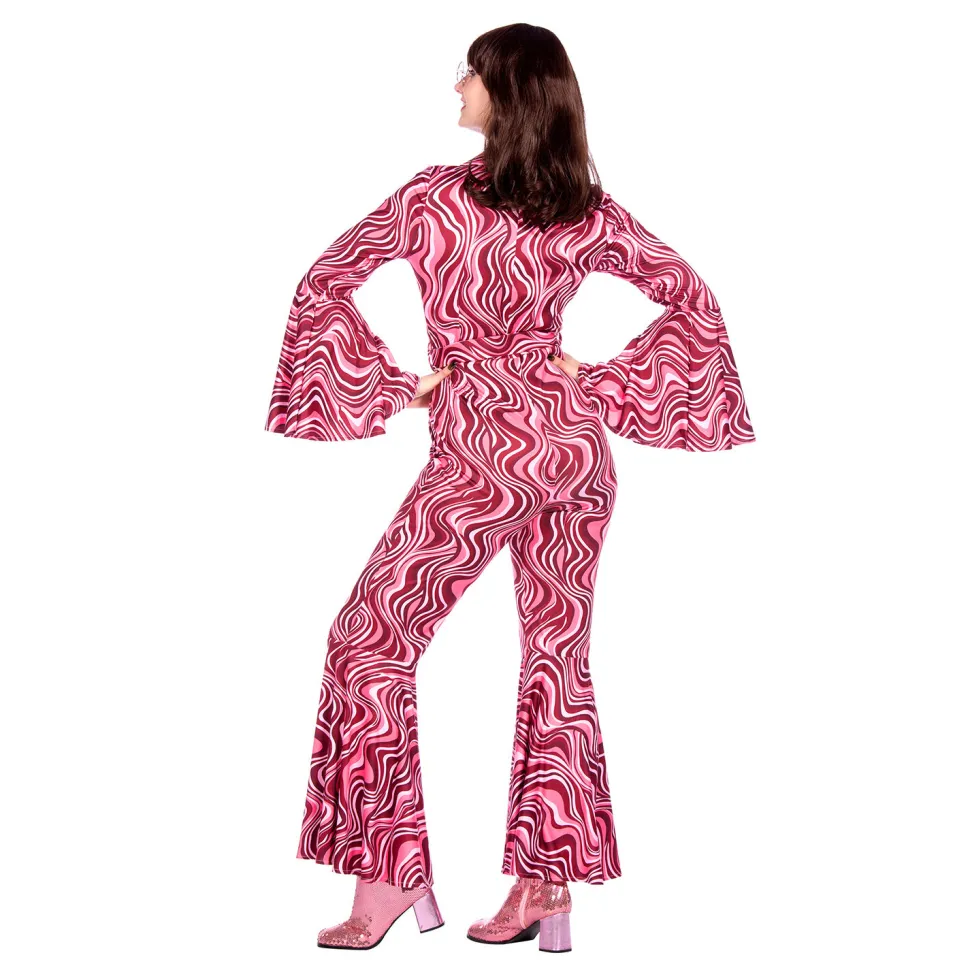 NEU Damen-Kostüm 70er-Jahre Catsuit mit Gürtel, pink, Gr. 36