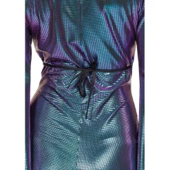 NEU Damen-Kostüm 70er-Jahre Catsuit lila/blau, mit Stirnband, Gr. 36
