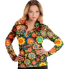 NEU Damen-Kostüm Hippie-Bluse Bunte Blumen, Gr. S-M