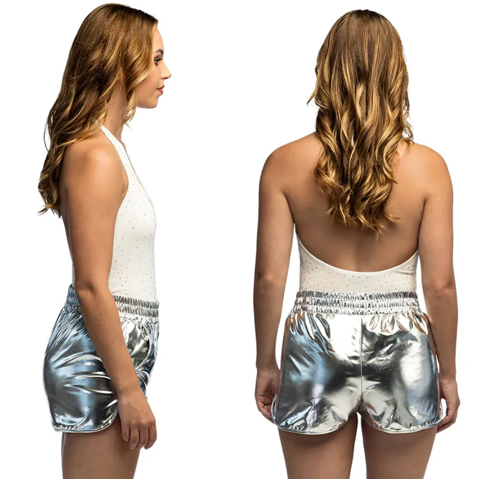 NEU Damen-Kostüm Hotpants metallic, silber, Einheitsgröße M