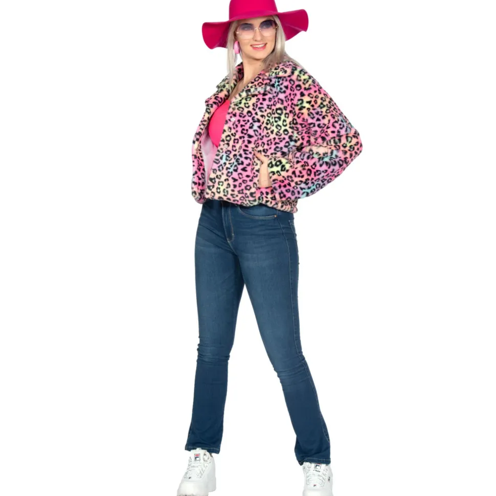 NEU Damen-Kostüm Jacke Regenbogen-Leopard, Gr. 36-38