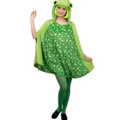 NEU Damen-Kostüm Plüsch-Cape Frosch, mit Ärmelschlitzen und Kapuze, Einheitsgröße