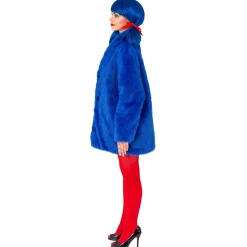 NEU Damen-Kostüm Plüsch-Jacke, Blau, Größe S-M