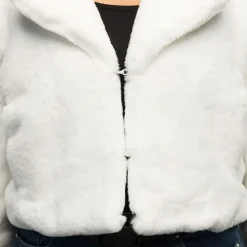 NEU Damen-Kostüm Plüsch-Jacke kurz, weiß, mit Taschen, Gr. M-L