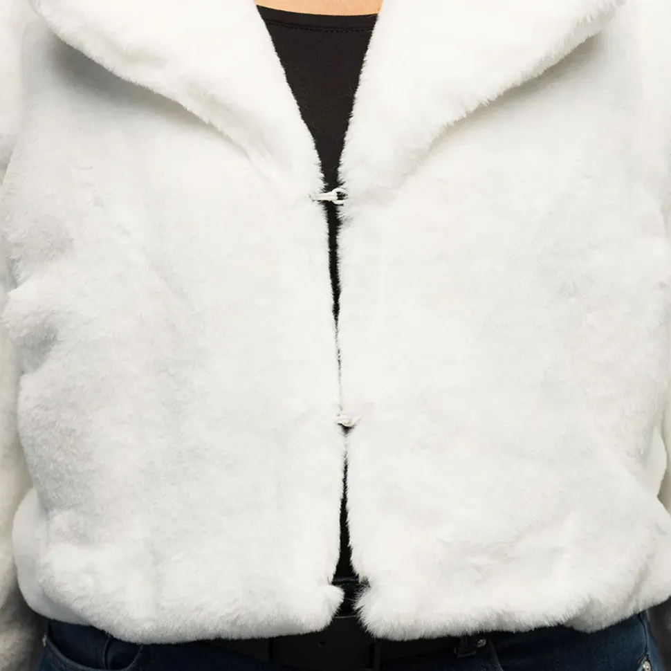 NEU Damen-Kostüm Plüsch-Jacke kurz, weiß, mit Taschen, Gr. M-L