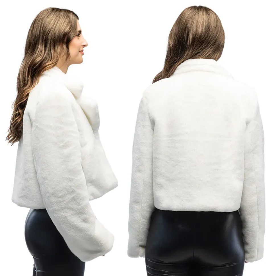 NEU Damen-Kostüm Plüsch-Jacke kurz, weiß, mit Taschen, Gr. M-L